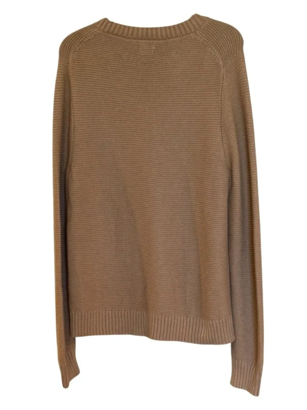 J. Crew Garter Stitch Wool Blend Crewneck Sweater Long Sleeve Preppy Camel Large